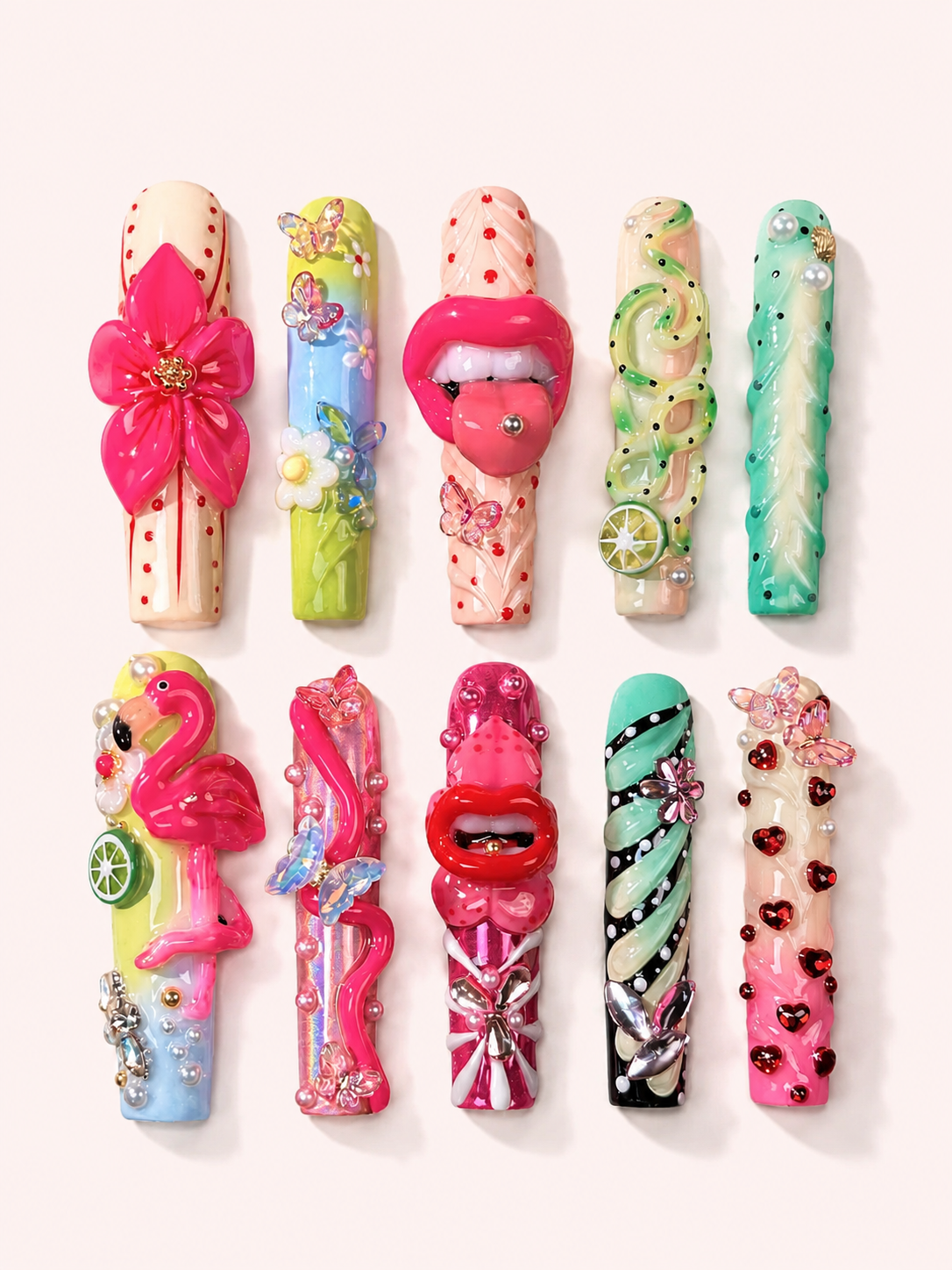 Neon Oddity handmade Mutant Play press-on nail set - product image 1