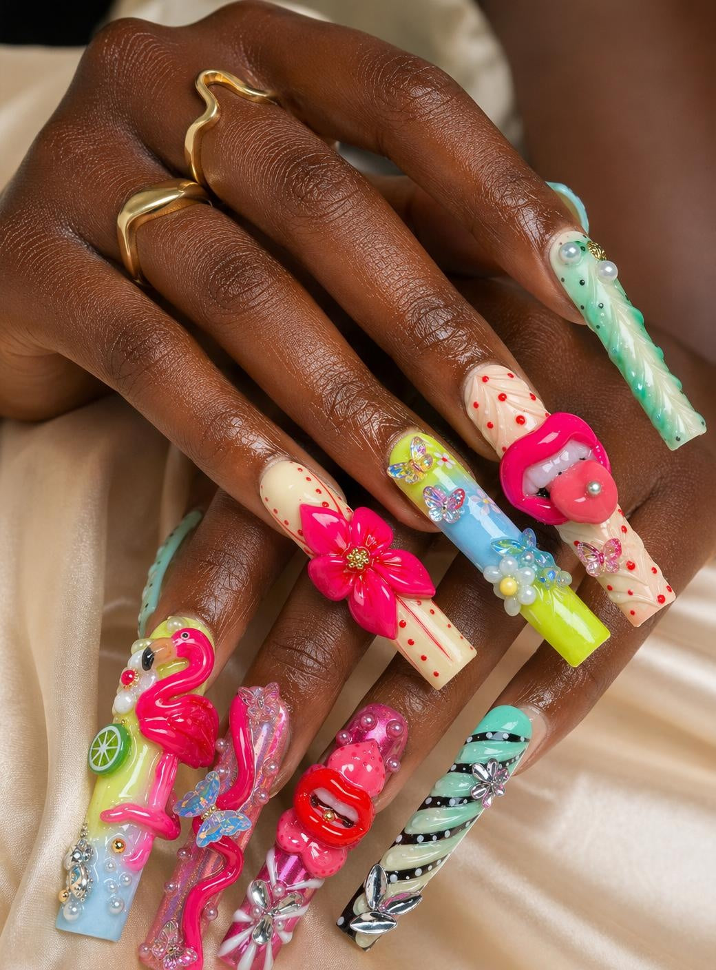 Neon Oddity handmade Mutant Play press-on nail set - product image 2