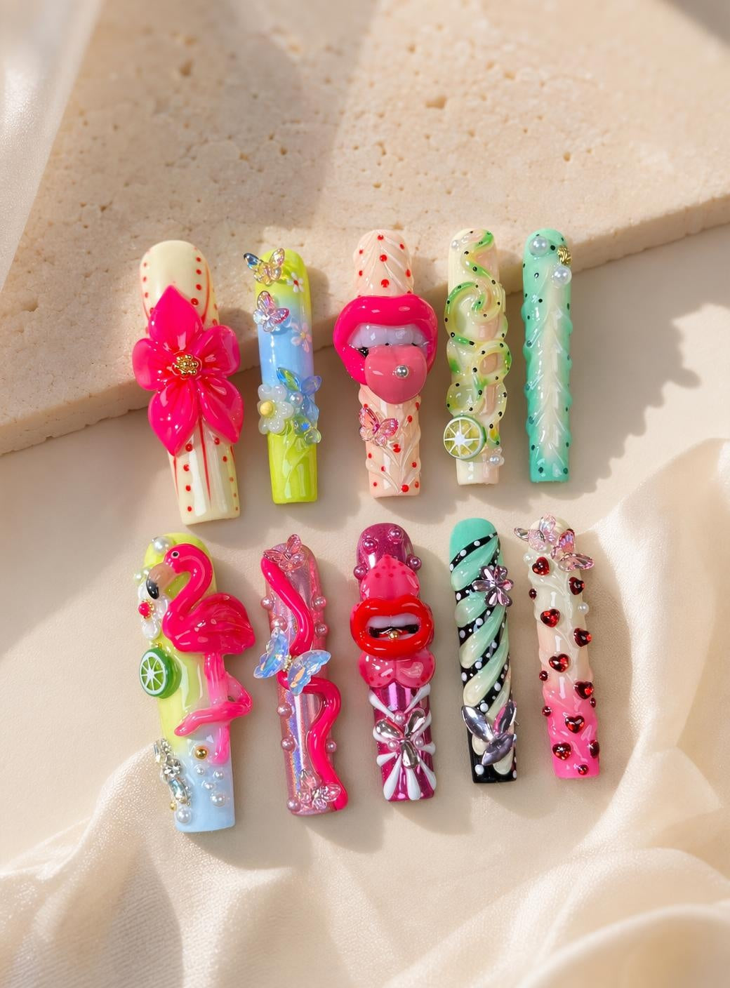 Neon Oddity handmade Mutant Play press-on nail set - product image 3