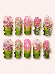 Petal Lace Aura handmade Magical Garden press-on nail set - product image 1