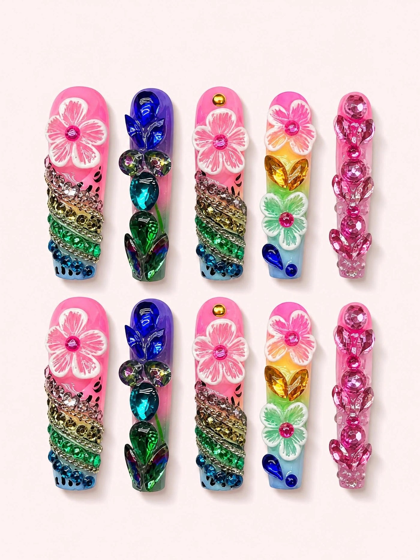 Sweet Flora Veil handmade Magical Garden press-on nail set - product image 1