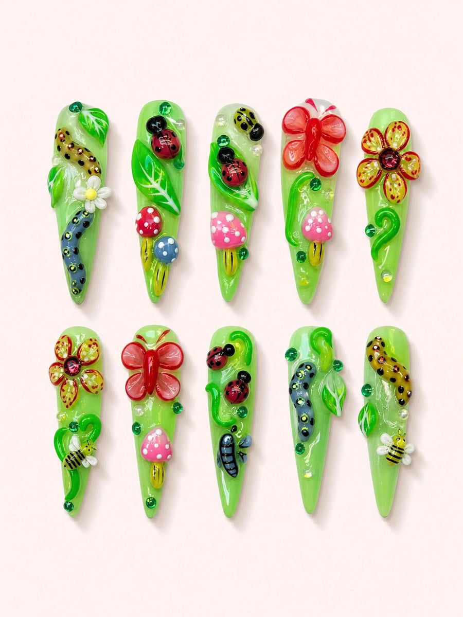 Garden Gem Muse handmade Magical Garden press-on nail set - product image 1