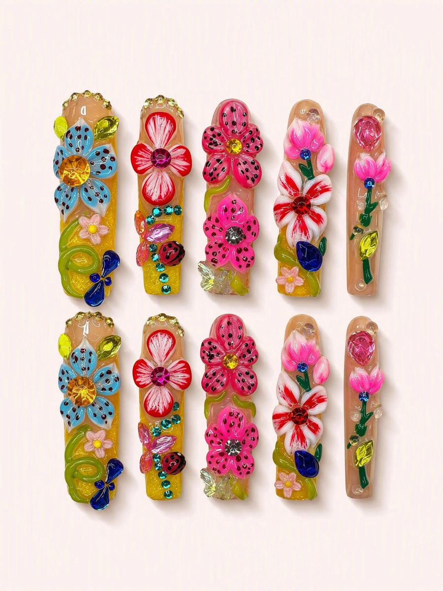 Fairy Blossom Pop handmade Magical Garden press-on nail set - product image 1