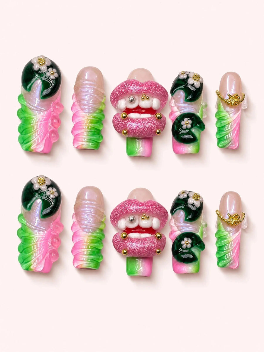 Oddcore Charm handmade Mutant Play press-on nail set - product image 1