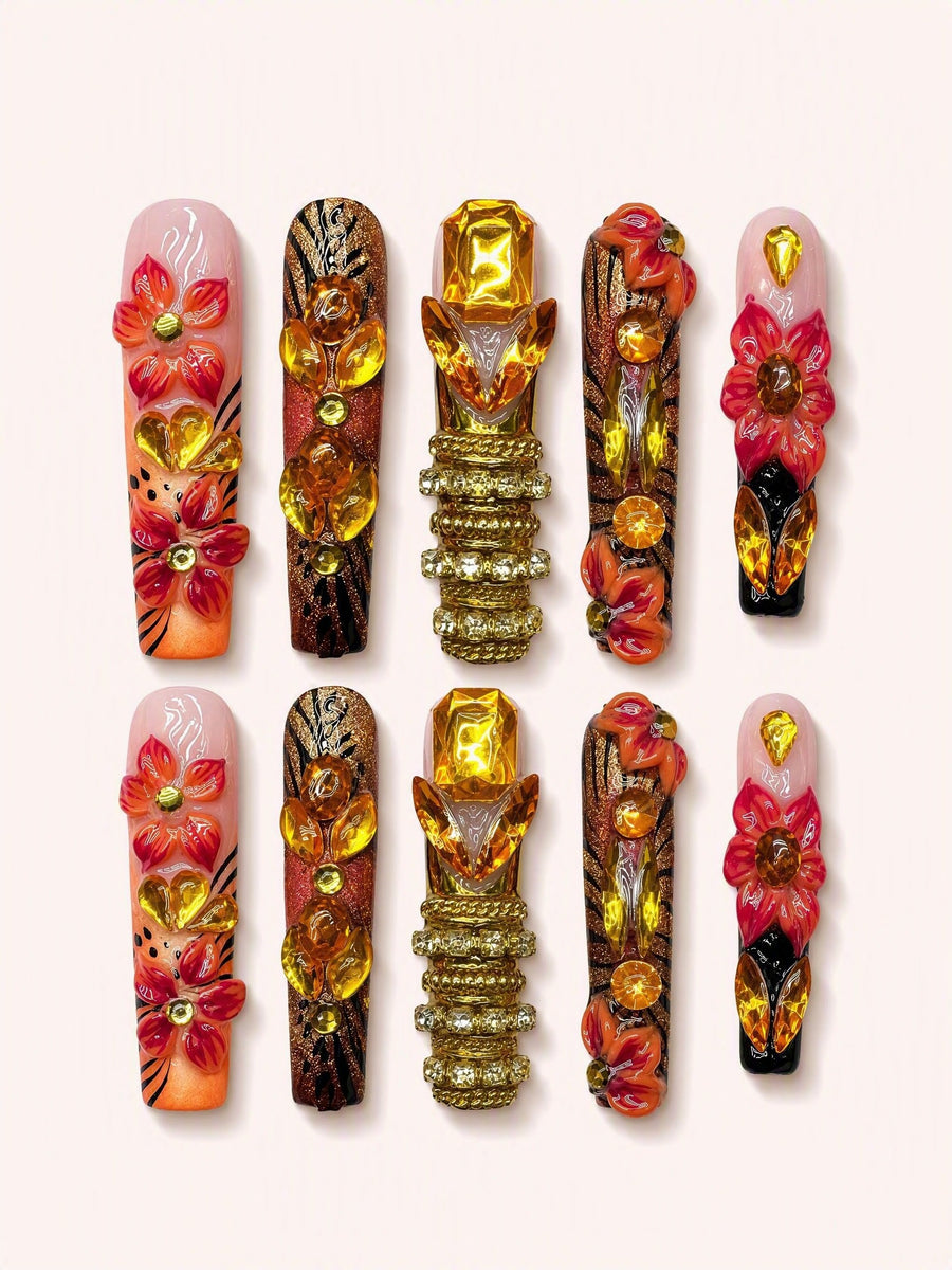 Dream Bloom Vine handmade Magical Garden press-on nail set - product image 1
