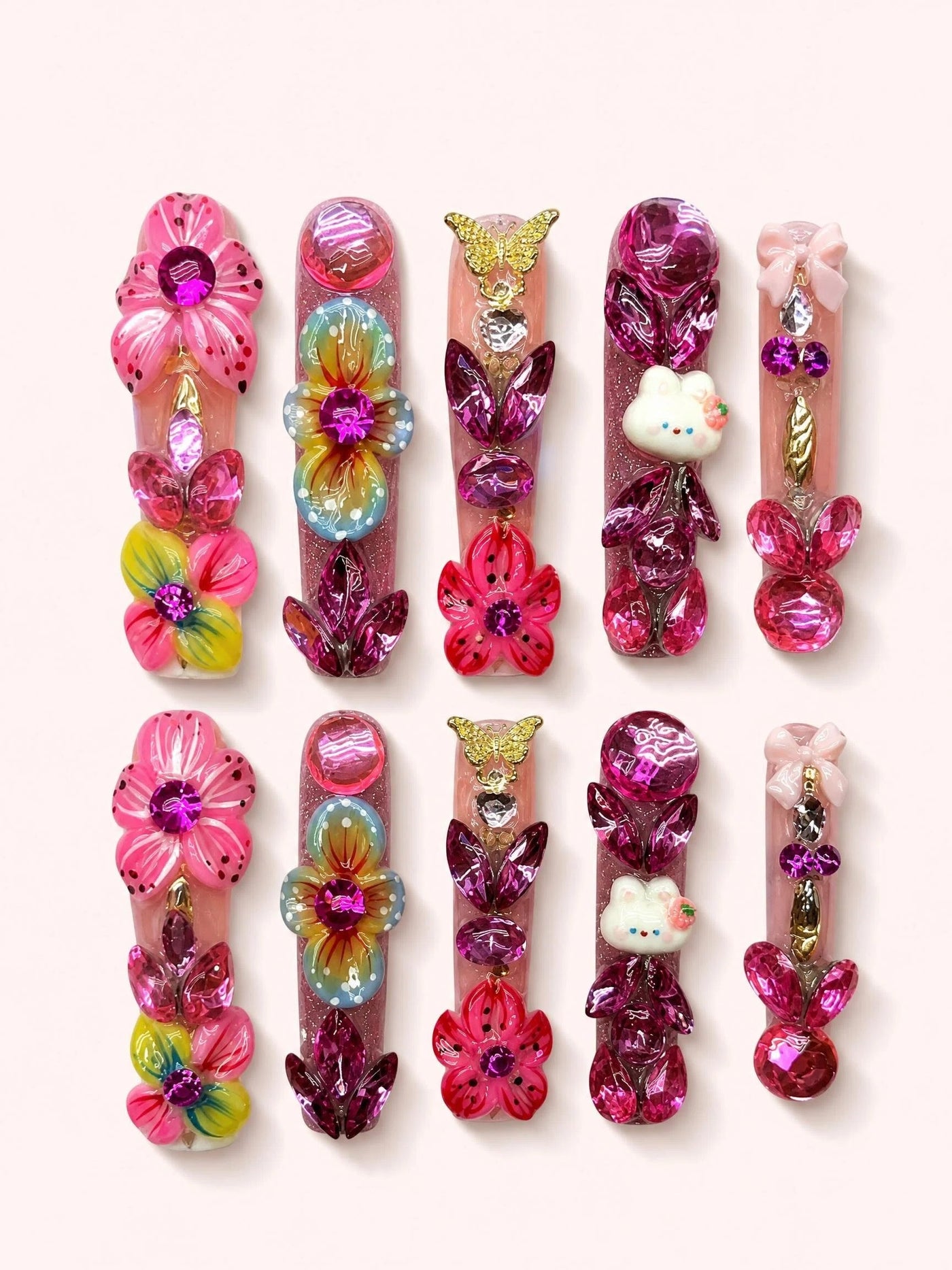 Flora Pearl Kiss handmade Magical Garden press-on nail set - product image 1