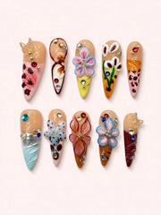 Garden Ribbon Aura handmade Magical Garden press-on nail set - product image 1