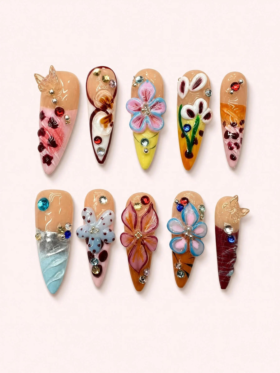 Garden Ribbon Aura handmade Magical Garden press-on nail set - product image 1
