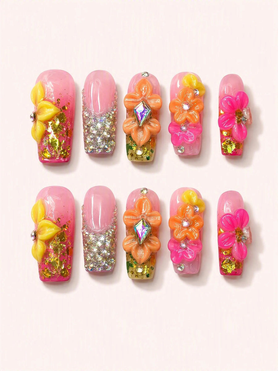 Fairy Bloom Drift handmade Magical Garden press-on nail set - product image 1