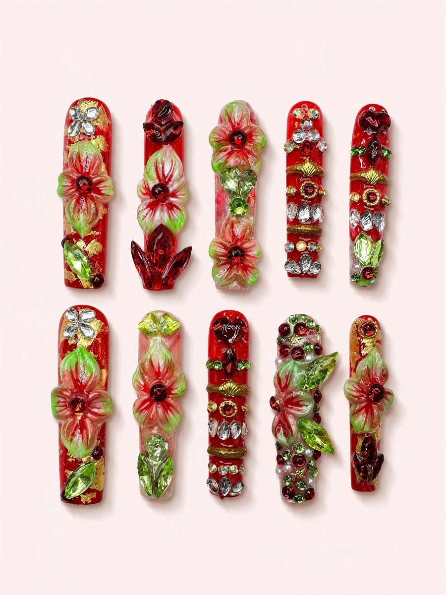 Bloom Shell Garden handmade Magical Garden press-on nail set - product image 1