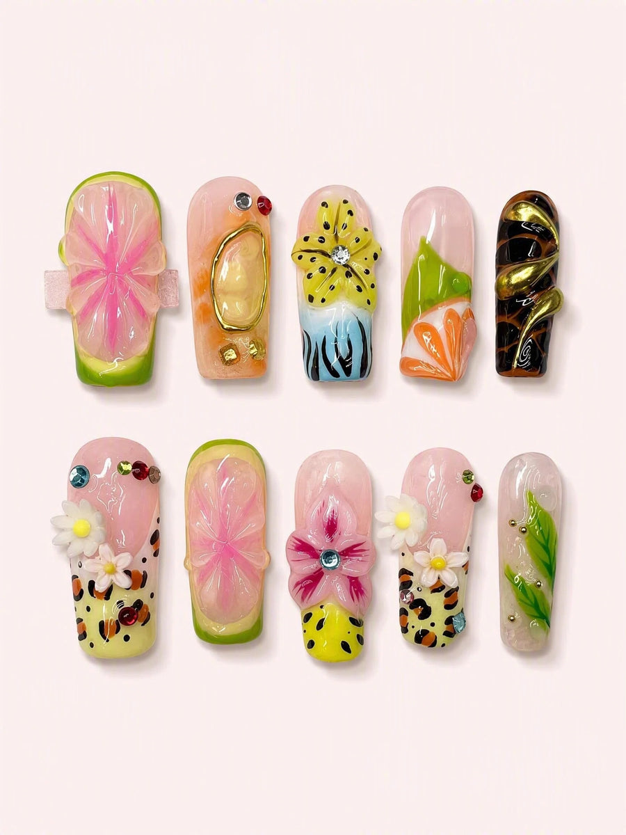 Daisy Vine Reverie handmade Magical Garden press-on nail set - product image 1