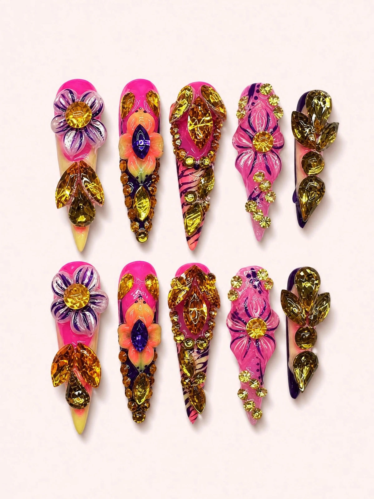 Petal Opal Wish handmade Magical Garden press-on nail set - product image 1