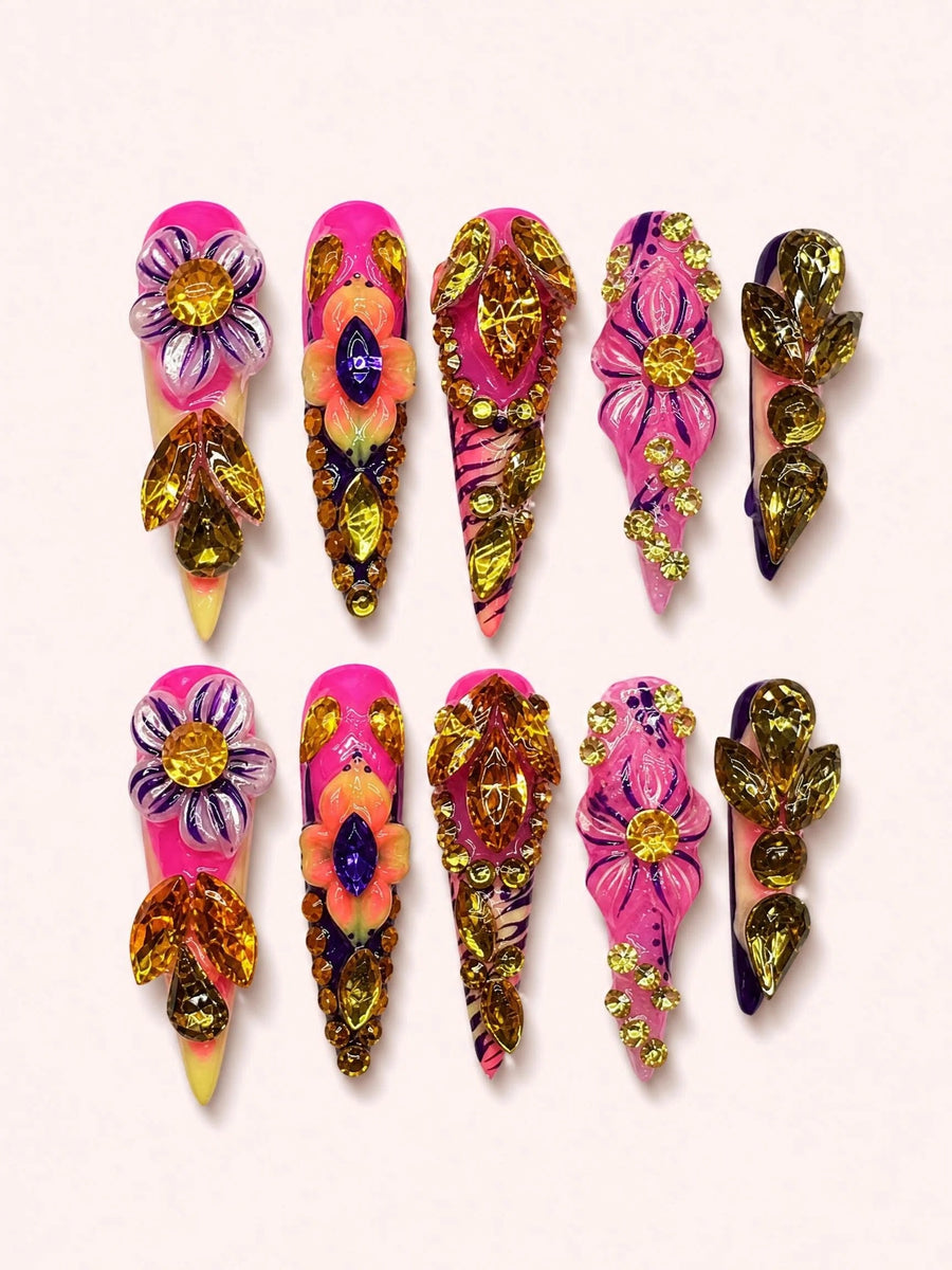 Petal Opal Wish handmade Magical Garden press-on nail set - product image 1
