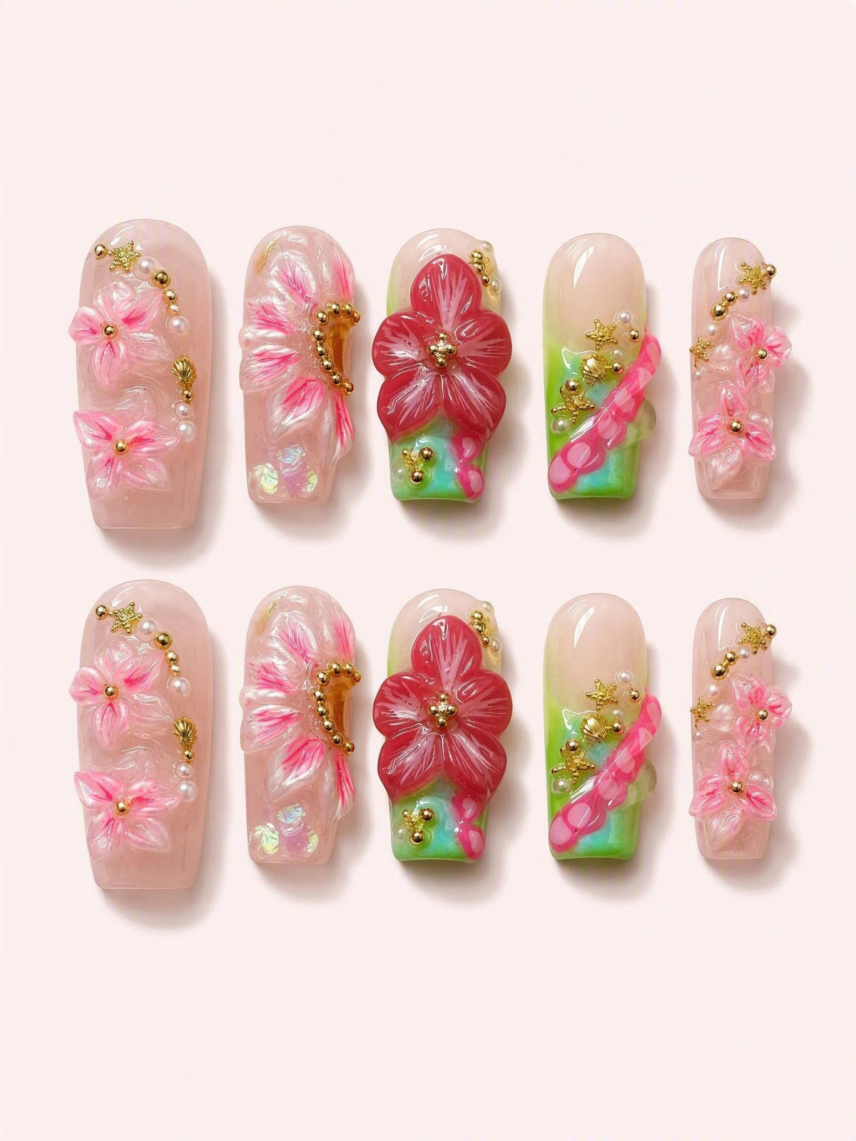 Blossom Nectar handmade Magical Garden press-on nail set - product image 1