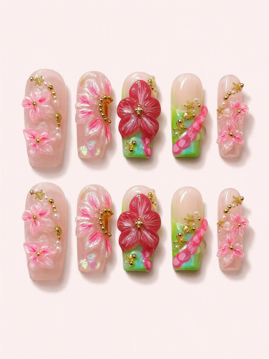 Blossom Nectar handmade Magical Garden press-on nail set - product image 1