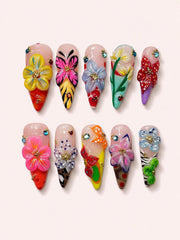 Orchid Garden Dream handmade Magical Garden press-on nail set - product image 1