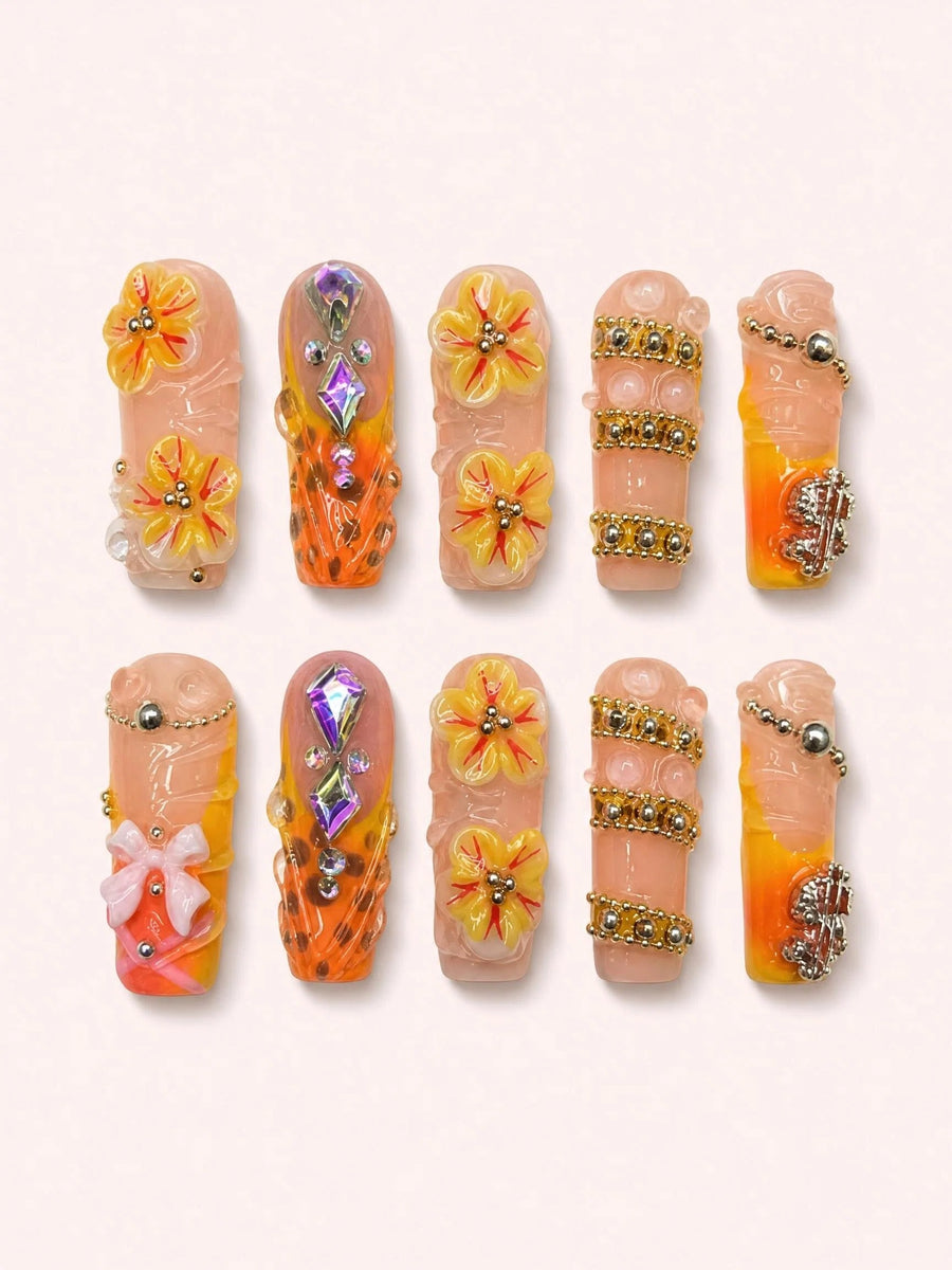 Petal Prism Grove handmade Magical Garden press-on nail set - product image 1