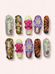 Petal Candy Muse handmade Magical Garden press-on nail set - product image 1