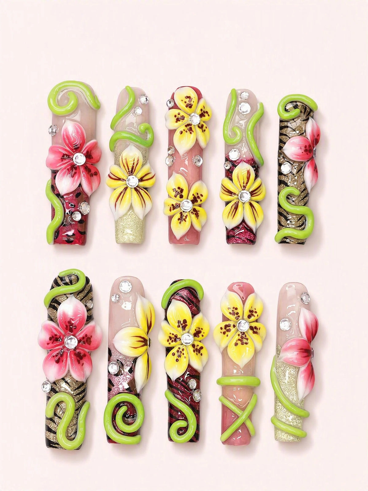 Wildvine Crystal long square press-on nails product view
