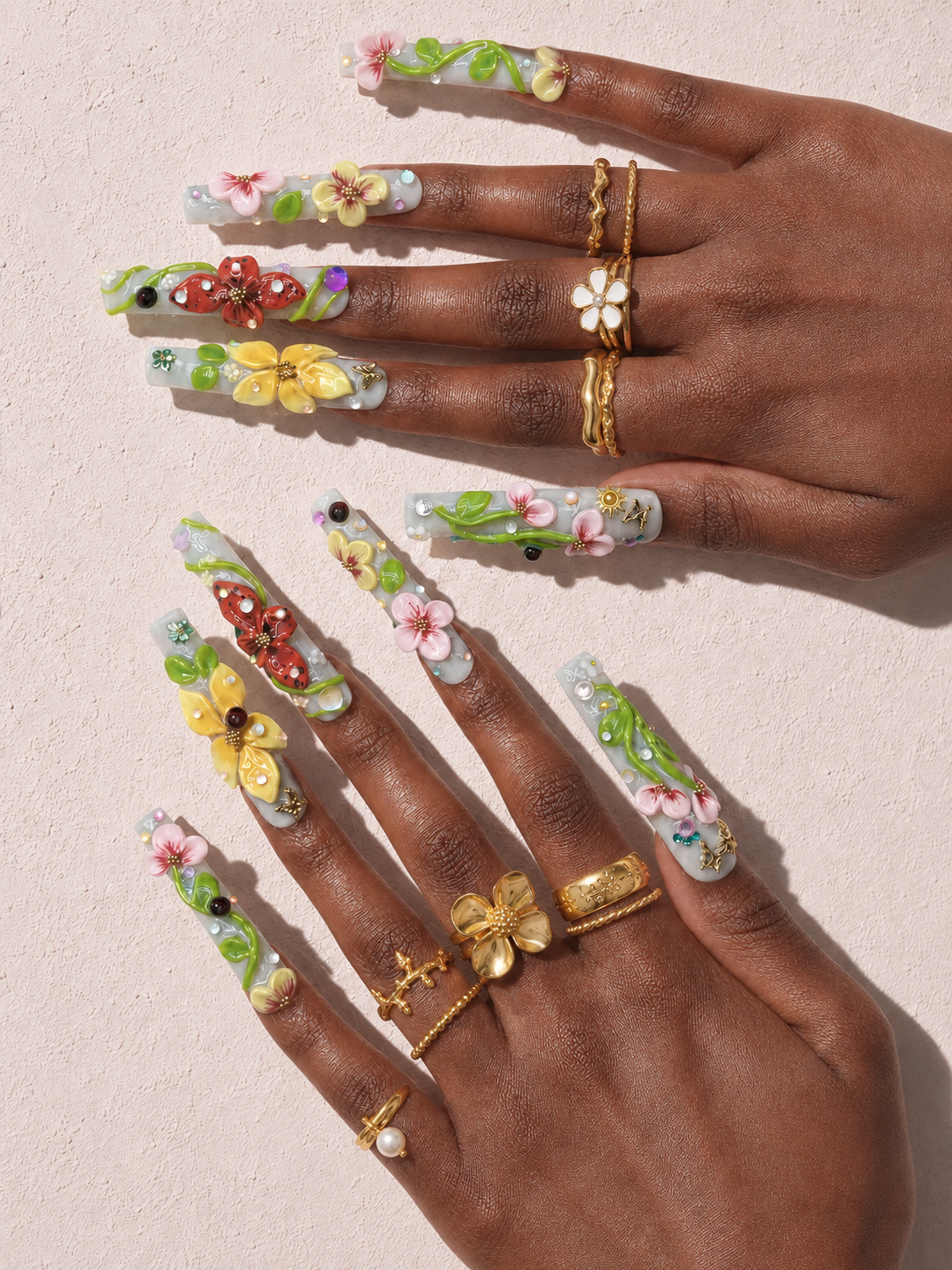 Orchard Spark long square press-on nails worn on hand