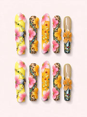 Gilded Tropics long square press-on nails product view