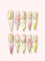 Calla Whispers stiletto press-on nails product view
