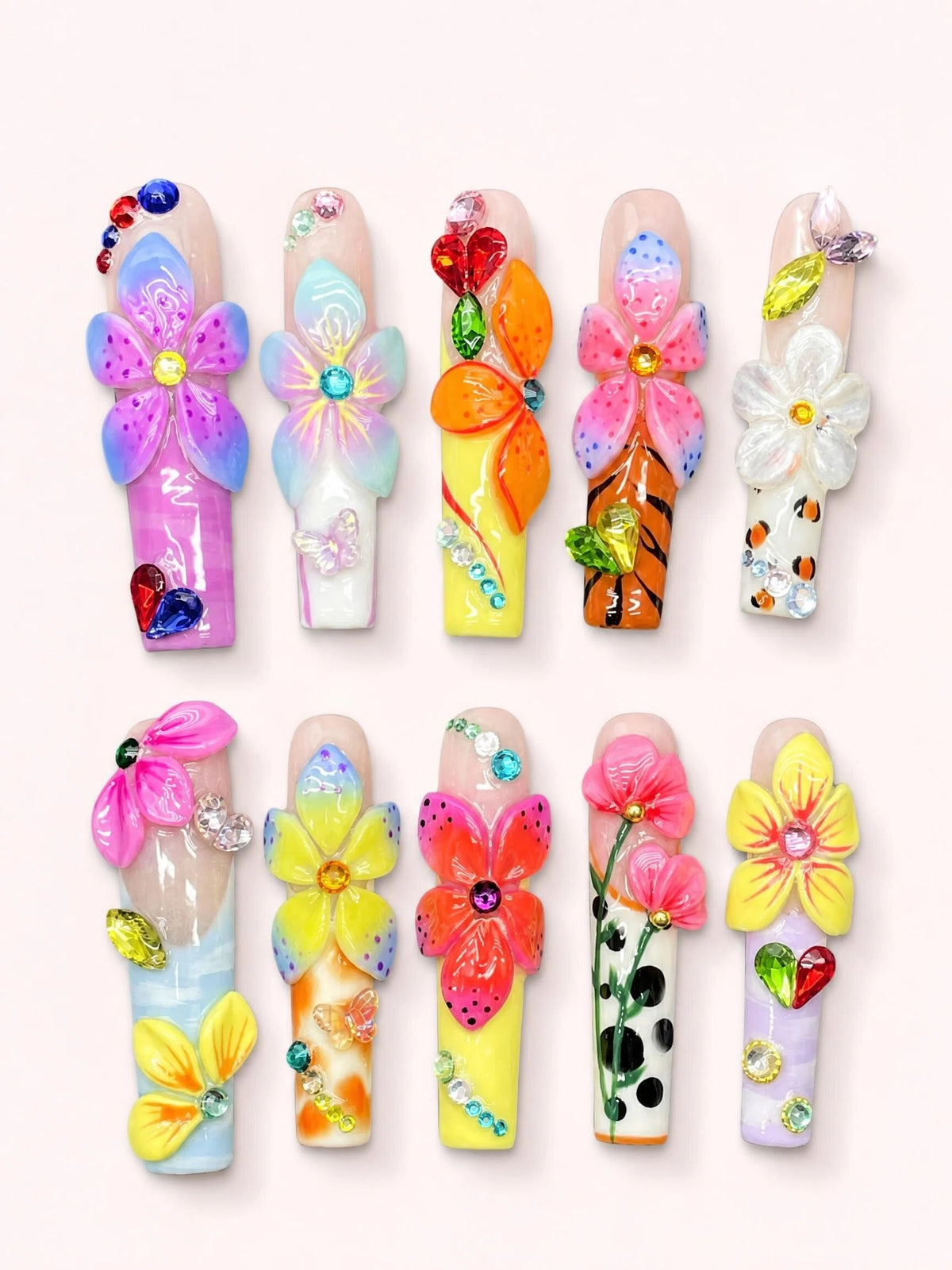Prism Petals long square press-on nails product view