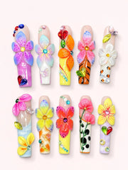 Prism Petals long square press-on nails product view