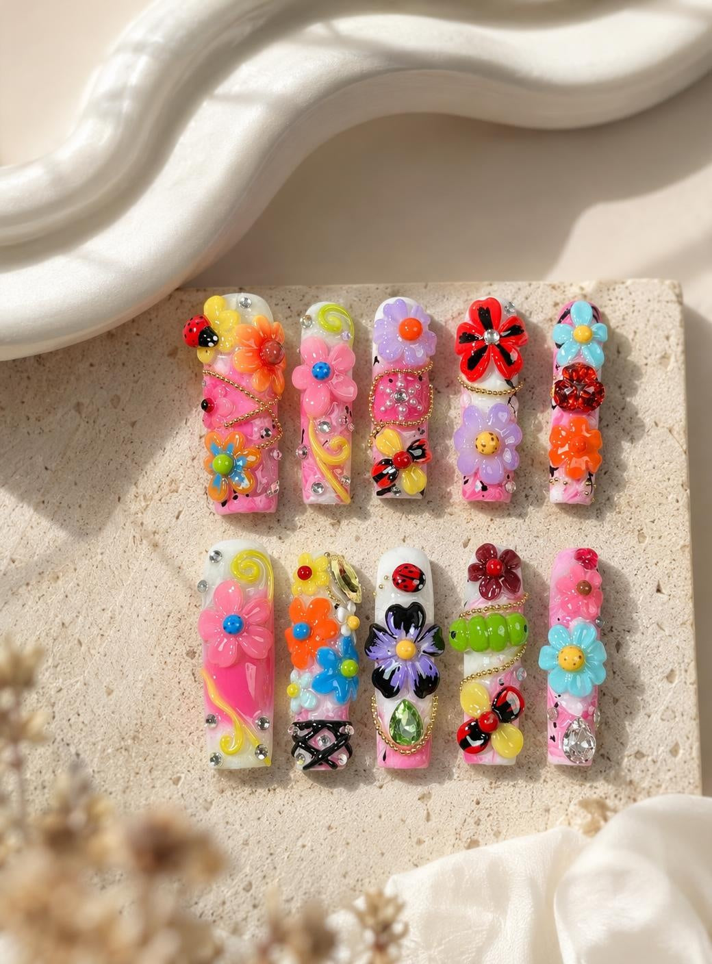 Butterfly Sugar Garden handmade Magical Garden press-on nail set - product image 3