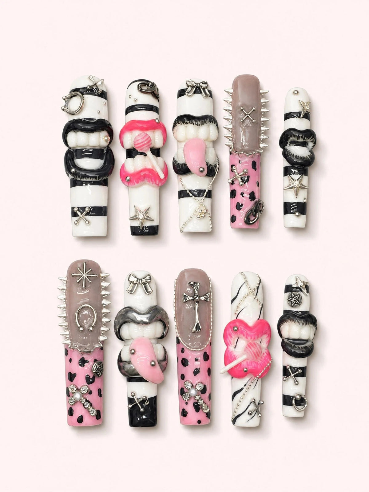 Candy Bite long square press-on nails product view