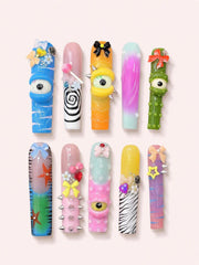Eyeball Arcade long square press-on nails product view