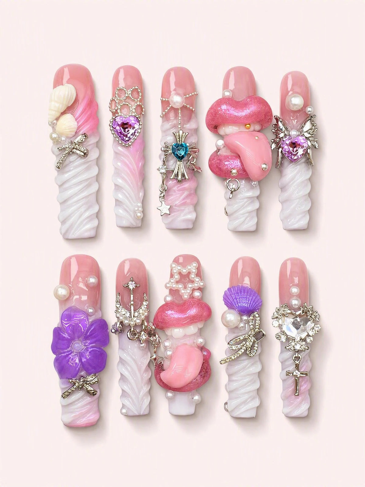 Sugar Siren long square press-on nails product view