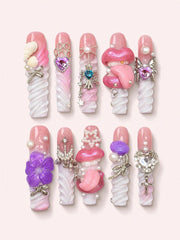 Sugar Siren long square press-on nails product view