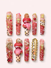 Scarlet Riot long square press-on nails product view