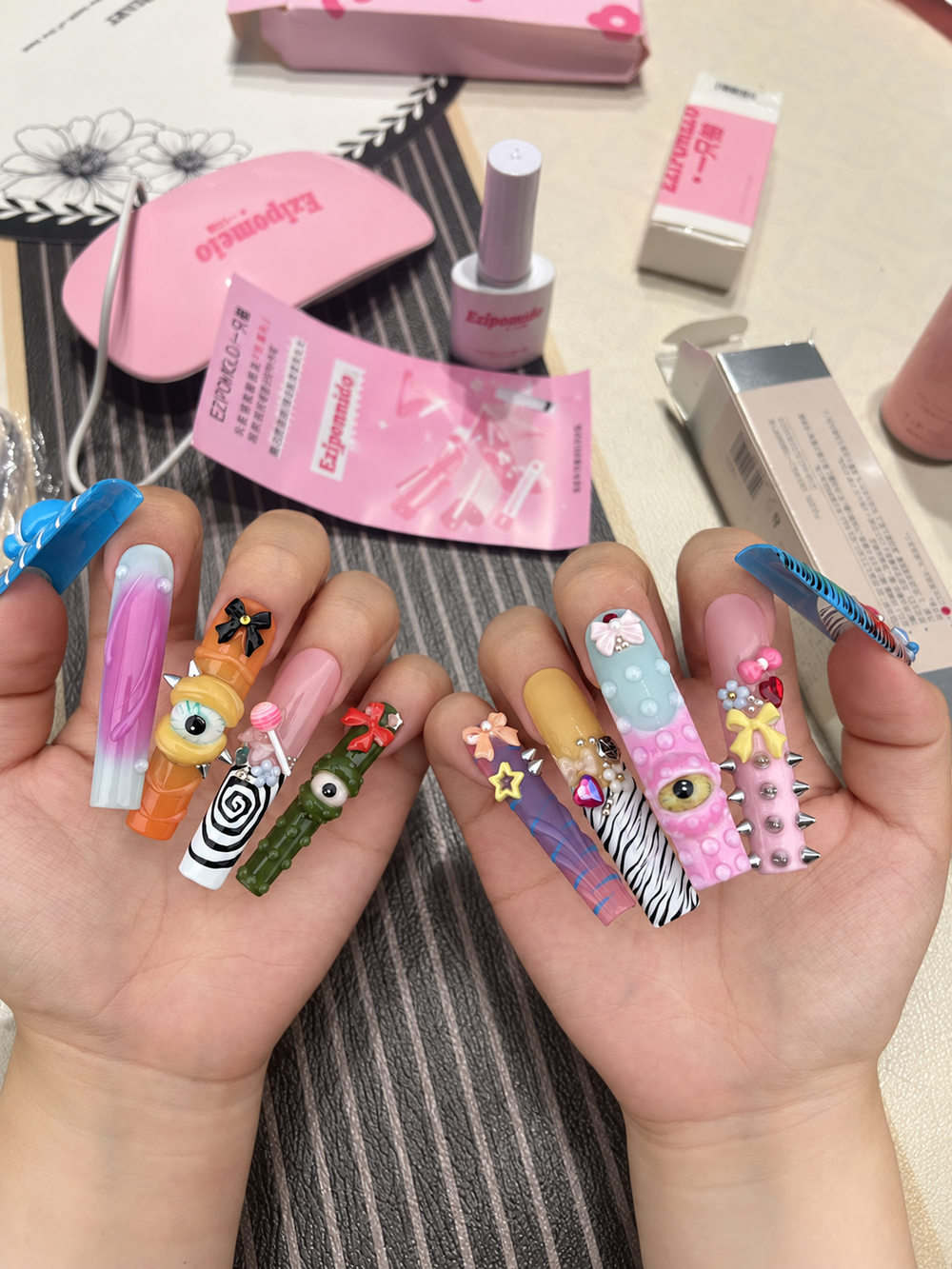 Customer wearing press-on nails