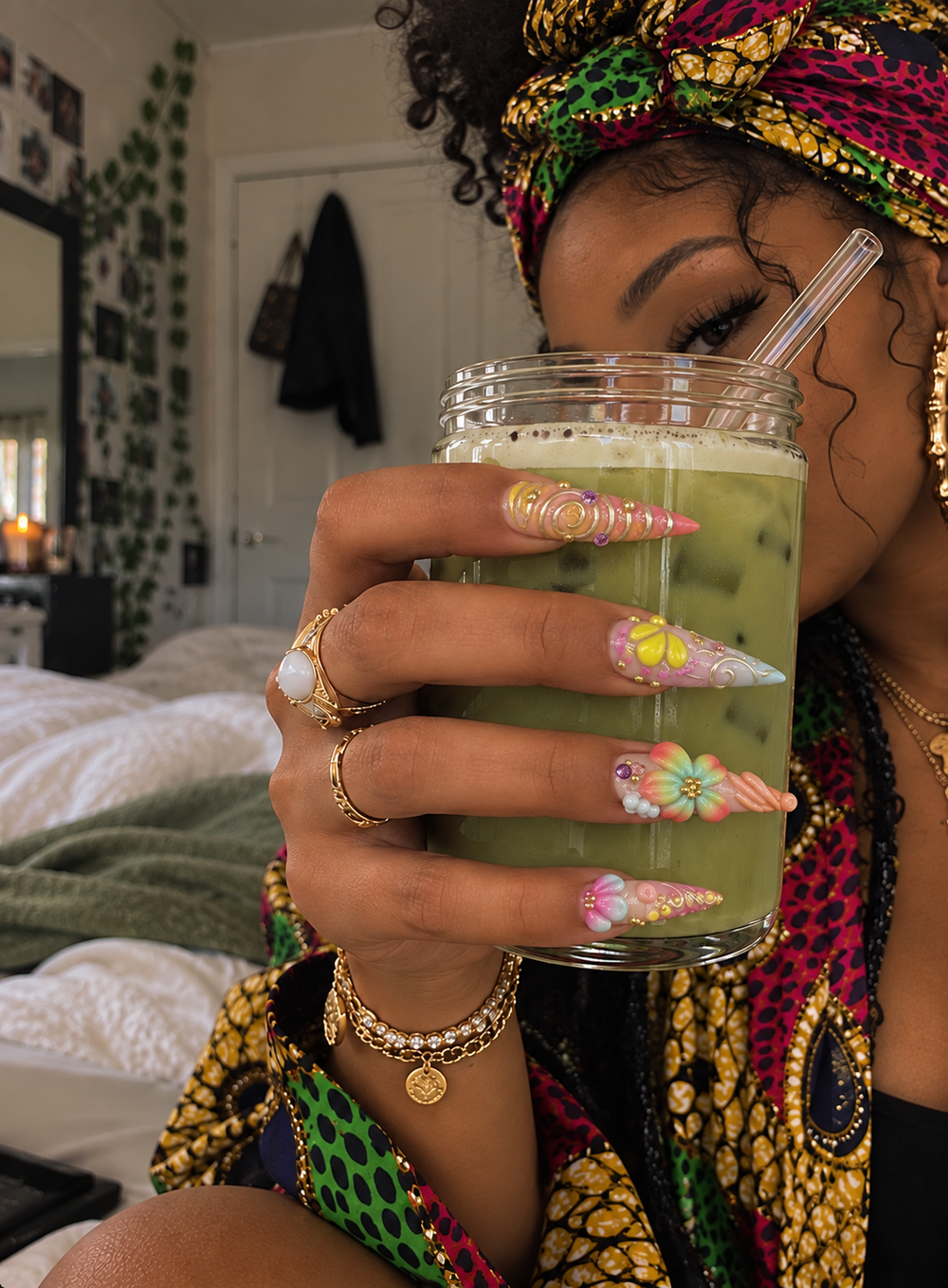 Customer wearing press-on nails