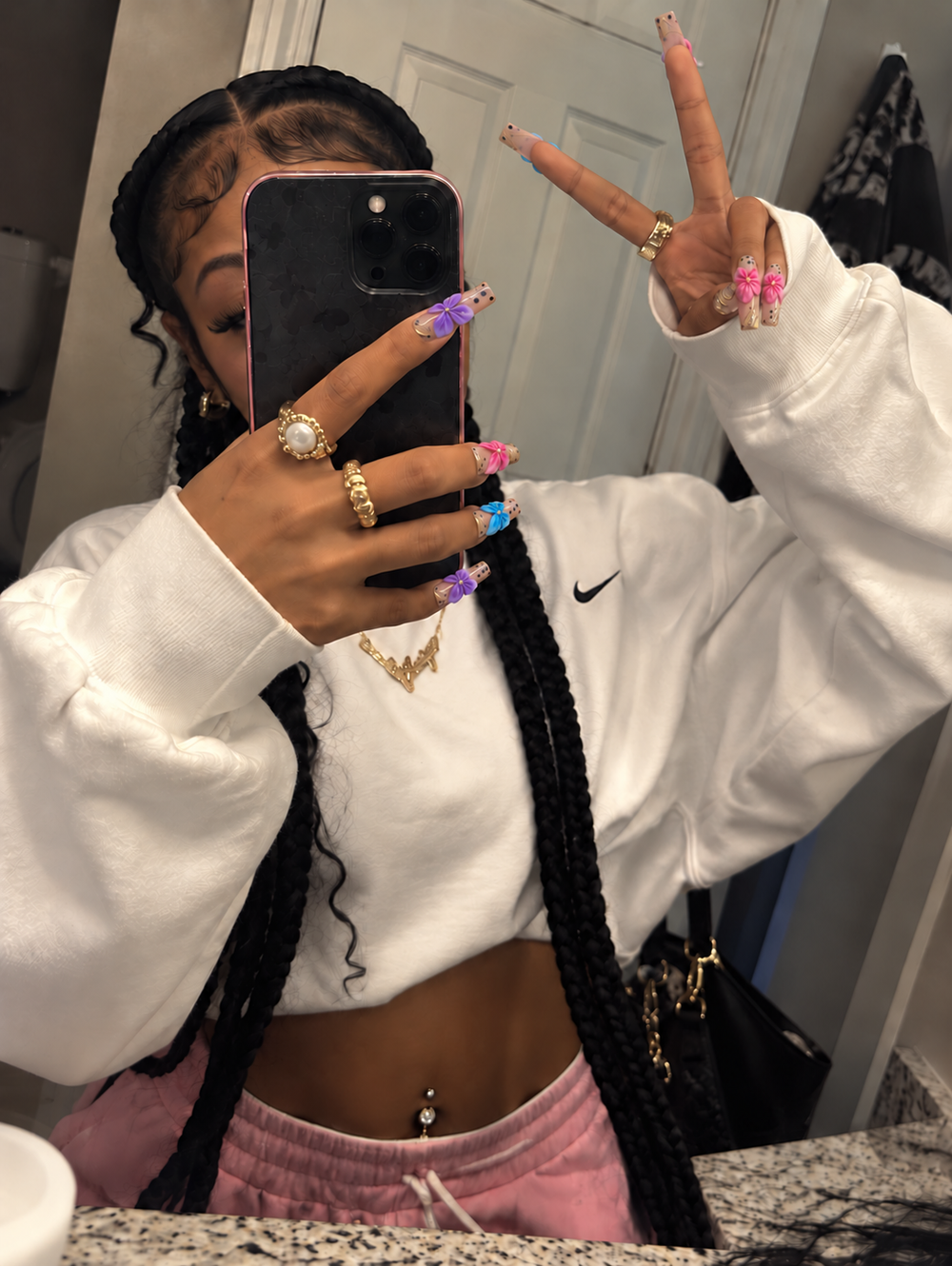 Customer wearing press-on nails