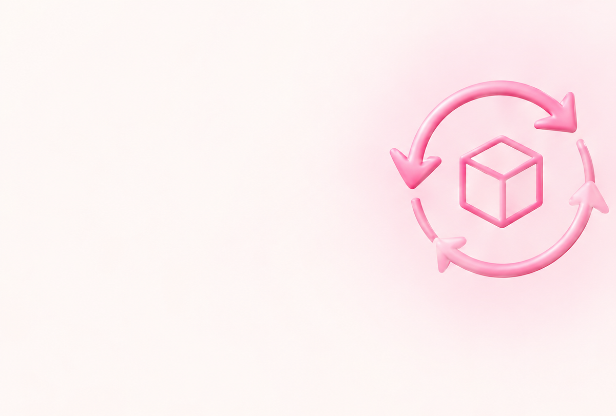 Pink package with return arrows