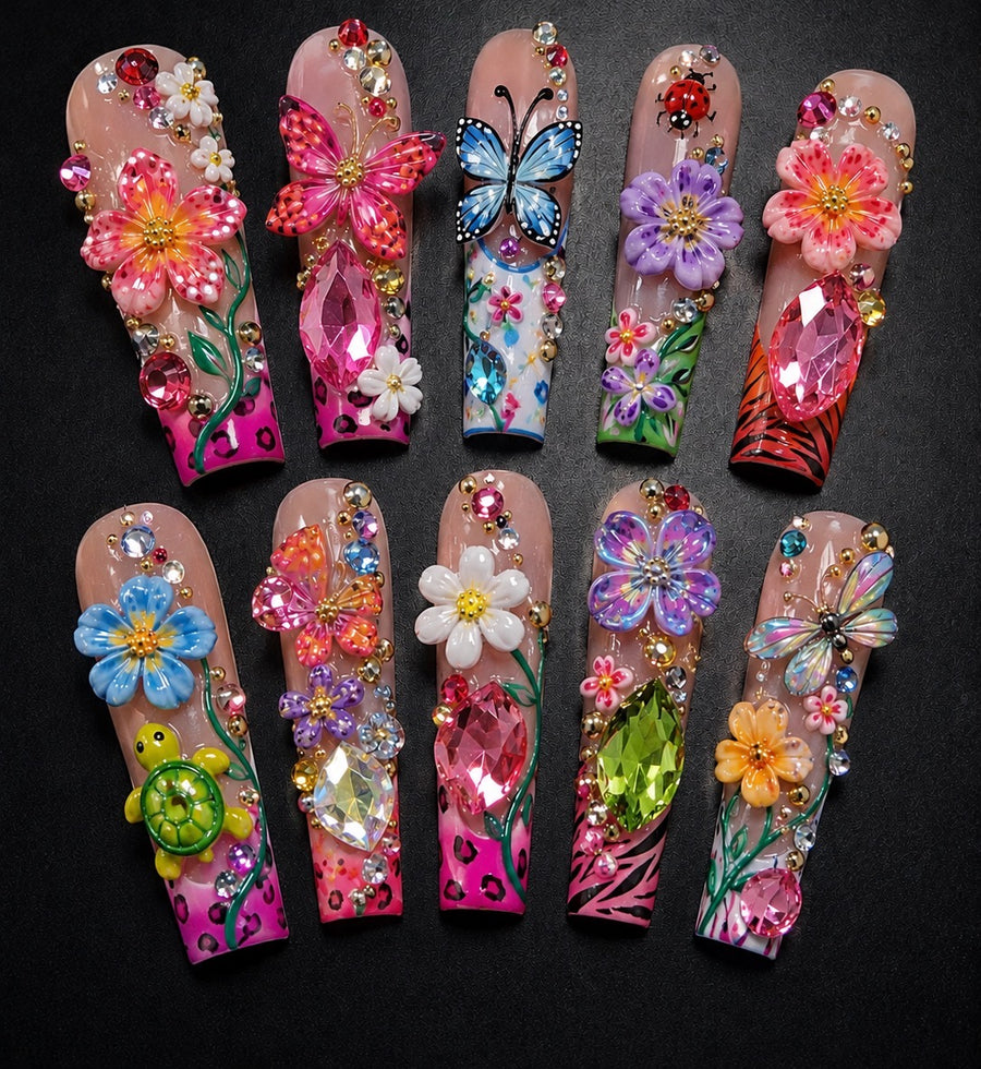 Spring Spell Press-On Nails handmade Magical Garden press-on nail set