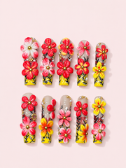 Solar Blossom long square press-on nails product view